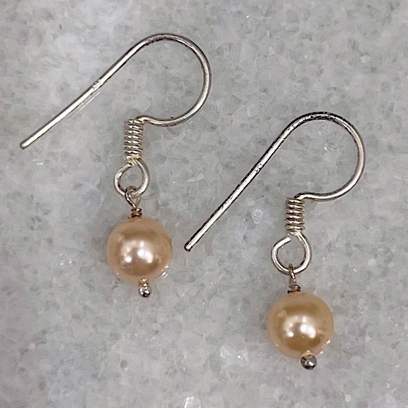 SWAROVSKI Crystal Peach Pearl Sterling Silver Necklace and Dangle … - Picture 9 of 12